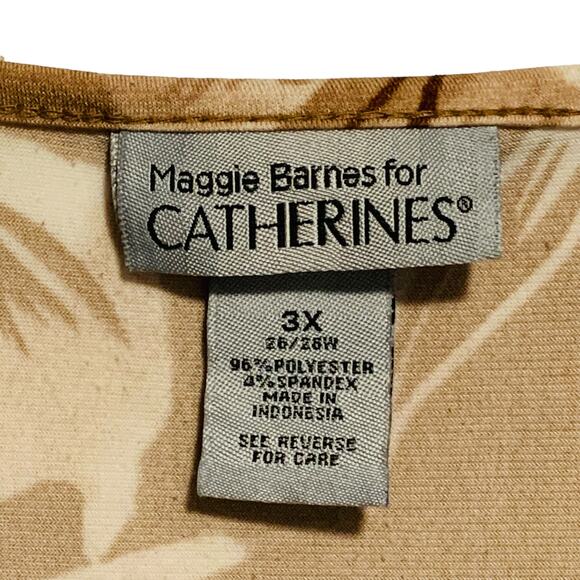 Maggie Barnes for CATHERINES Tank Top 3X Hawaiian Tropical Print Neutral - Picture 2 of 5